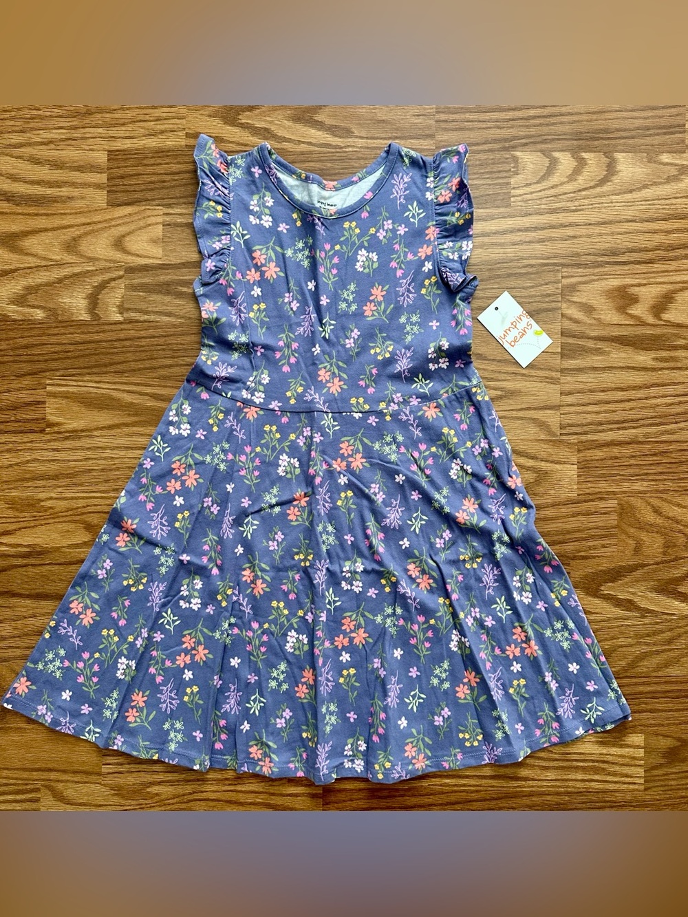 Jumping Beans Girls 8 Summer Dress Sleeveless Ruffle Floral Purple Cotton NWT!